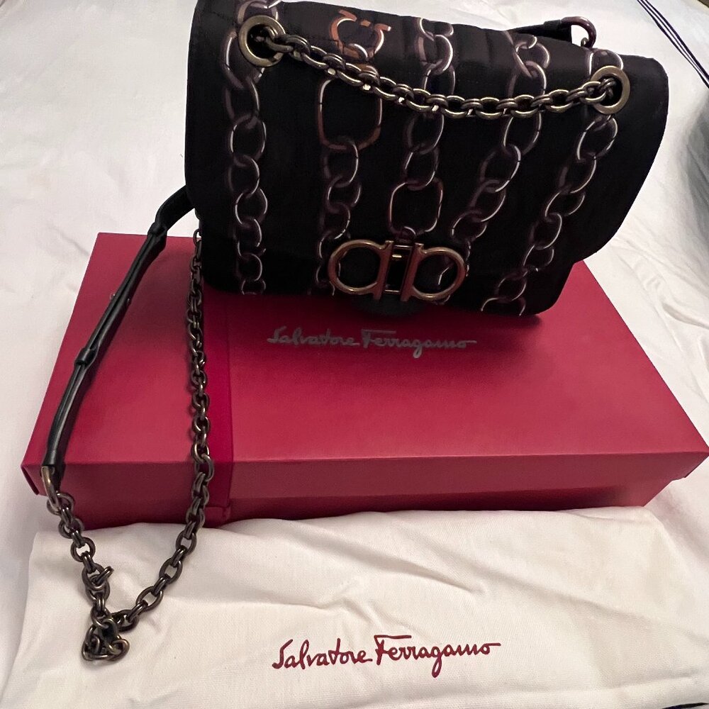Salvatore Ferragamo - Gancini Turnlock Flap Bag Quilted Printed Silk
